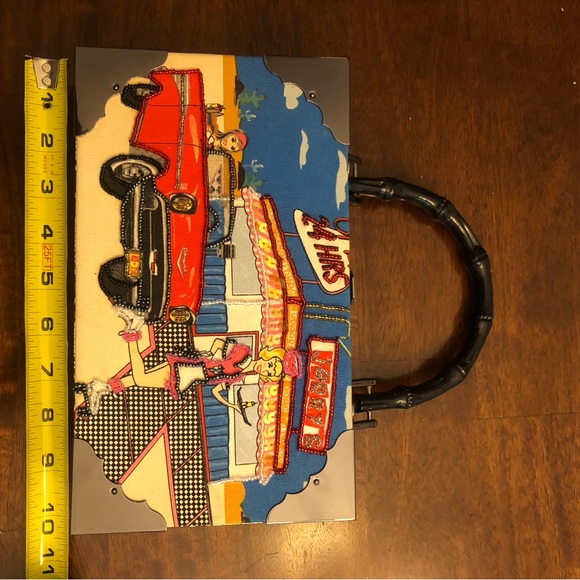 Vintage Choice Made Beaded Cigar Box Purse with Jerry's Drive-In, Car Hop, Chevy - Picture 10 of 15